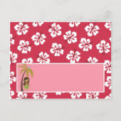 書き込み可能座席表ピンクハワイアンルアウ（ハワイ式宴会）トロピカル ポストカード (正面)