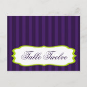 書き込み可能座席表ライムグリーン&パープルストライプ ポストカード (正面)