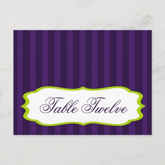 書き込み可能座席表ライムグリーン&パープルストライプ ポストカード (正面)