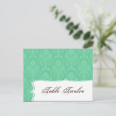 書ける プレイース カード ミント ホワイト ダマスク ライズ 印刷 (スタンド正面)