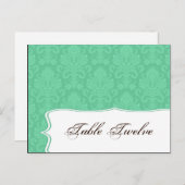 書ける プレイース カード ミント ホワイト ダマスク ライズ 印刷 (正面/裏面)