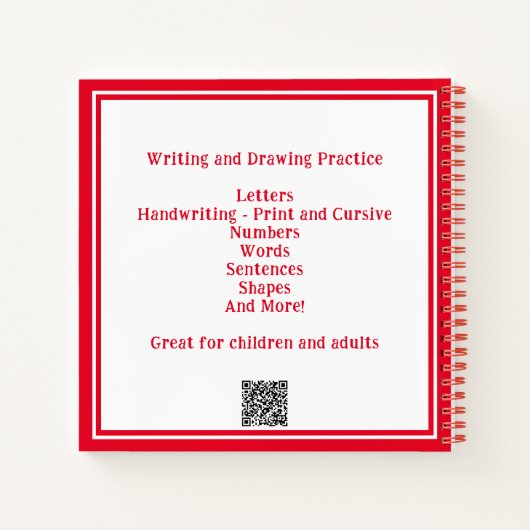 書とスケッチの練習赤い四角 ノートブック (裏面)