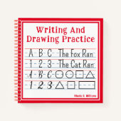 書とスケッチの練習赤い四角 ノートブック (正面)