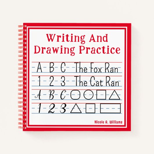 書とスケッチの練習赤い四角 ノートブック (正面)