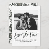 書はっきりしたモダン書フローラ写真 セーブザデート (正面/裏面)