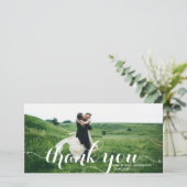 書はっきりしたモダン書ホト結婚写真 サンキューカード (スタンド正面)