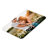 書はっきりしたモダン書Happy Hanukkah写真 マグネット (左側)