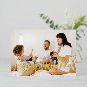 書はっきりしたモダン書Happy Hanukkah写真 箔シーズンカード (立ち正面)