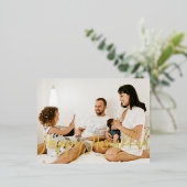 書はっきりしたモダン書Happy Hanukkah写真 箔シーズンポストカード (立ち正面)