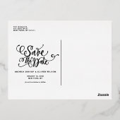 書はっきりしたモダン跡の写真の保存日付 箔招待状ポストカード (裏面)