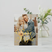 書はっきりしたモダン跡の写真の保存日付 箔招待状ポストカード (立ち正面)