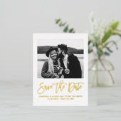 書はっきりしたモダン跡の写真金ゴールドを保存 箔招待状ポストカード (立ち正面)