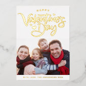 書はっきりしたモダン跡フォトバレンタインデー金ゴールド 箔シーズンカード (正面)