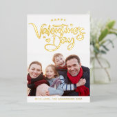 書はっきりしたモダン跡フォトバレンタインデー金ゴールド 箔シーズンカード (立ち正面)