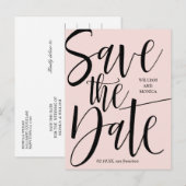 書はっきりした道 |ブラックピンクモダン結婚ズ 案内ポストカード (正面/裏面)