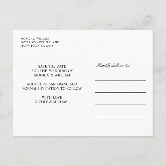 書はっきりした道|ブラック·バイオレッモダント結婚ズ 案内ポストカード (裏面)