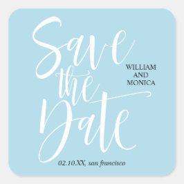 書はっきりした道 |ホワイトブルーモダン結婚ズ スクエアシール