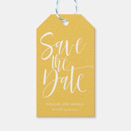 書はっきりした道 |マスタードモダンで日付を保存 ギフトタグ (正面)