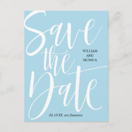 書はっきりした道 |白いAzureモダンの結婚数 案内ポストカード