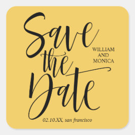 書はっきりした道 |黒い黄色モダン結婚の スクエアシール
