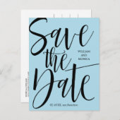 書はっきりした道 | Black Azureモダンの結婚数 案内ポストカード (正面/裏面)