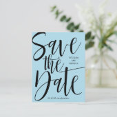 書はっきりした道 | Black Azureモダンの結婚数 案内ポストカード (スタンド正面)