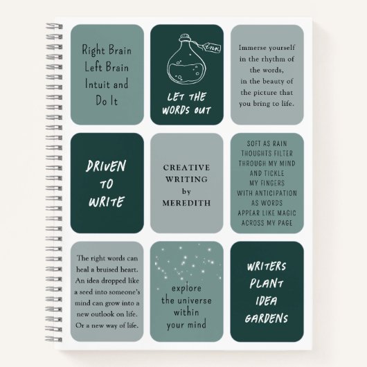 書やる気を起こさせる作者の引用文パーソナライズされた ノートブック (正面)