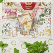 書アンティークイラスト キッチンタオル (折り畳み)