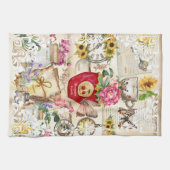 書アンティークイラスト キッチンタオル (横)