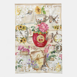 書アンティークイラスト キッチンタオル