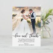 書エレガントの愛と感謝していの結婚写真 カード (スタンド正面)