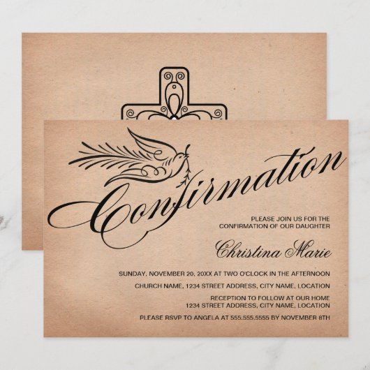 書エレガントの確認 招待状 (正面/裏面)