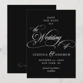 書エレガントの結婚シンプル保存日 セーブザデート (正面/裏面)