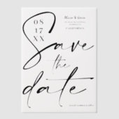 書エレガントはっきりした式の結婚式の日付の保存 ベラム紙招待状 (正面)