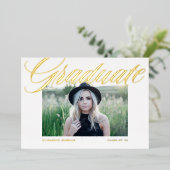 書エレガントはっきりした道写真卒業金ゴールド 箔招待状 (立ち正面)