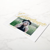 書エレガントはっきりした道写真卒業金ゴールド 箔招待状 (回転した状態)