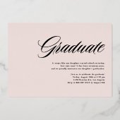 書エレガントはっきりした道写真卒業金ゴールド 箔招待状 (裏面)