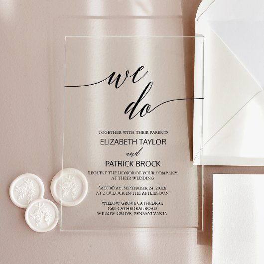 書エレガントクラシックのユニーク道は結婚. アクリル招待状