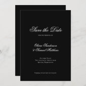書エレガントクラシック字ブラッ結婚ク セーブザデート (正面/裏面)