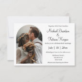 書エレガントシンプル跡の写真の結婚アーチ 招待状 (正面)