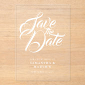 書エレガントスタイリッシュ式の結婚式の日付を保存 アクリル招待状 (正面)