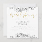 書エレガントスタイリッシュ蘭ブライダルシャワー 招待状 (正面)