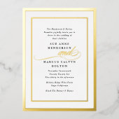 書エレガントフォーマル書金ゴールド結婚枠 箔招待状 (正面)