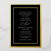 書エレガントフォーマル書Onyx金ゴールドフレ結婚ーム 箔招待状 (正面)