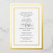 書エレガントフォーマル跡の金ゴールドフレ結婚ーム 箔招待状 (正面)
