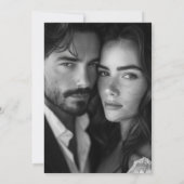 書エレガントフォーマル跡ブラック写真結婚の写真 セーブザデート (裏面)