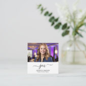 書エレガントミニマル跡モノグラム写真 スクエア名刺 (スタンド正面)