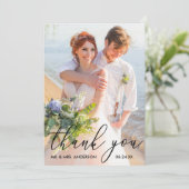 書エレガントモダンの結婚写真 サンキューカード (スタンド正面)
