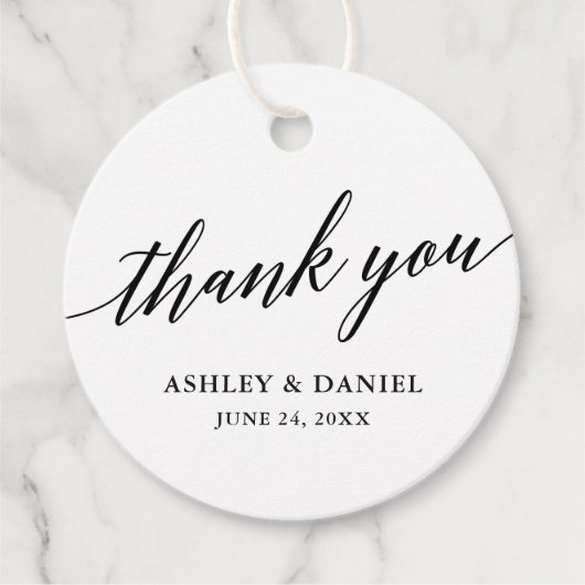 書エレガントモダンの結婚感謝 フェイバータグ (正面)