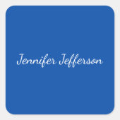 書エレガントモダン名プロフェッショナル青 スクエアシール (正面)